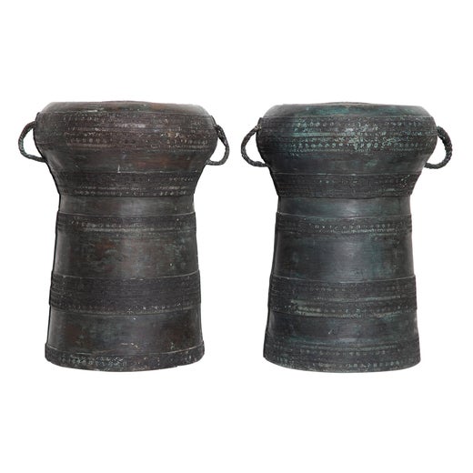 Vintage Southeast Asian Bronze Rain Drums