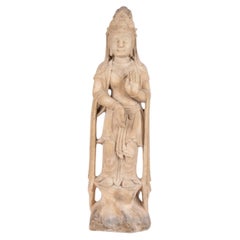 Vintage Southeast Asian Carved Stone Figure of Bodhisattva Guanyin