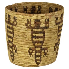 Vintage Southwest Native American Figural Woven Reed Basket 20thC