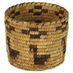 Vintage Southwest Native American Figural Woven Reed Basket 20thC