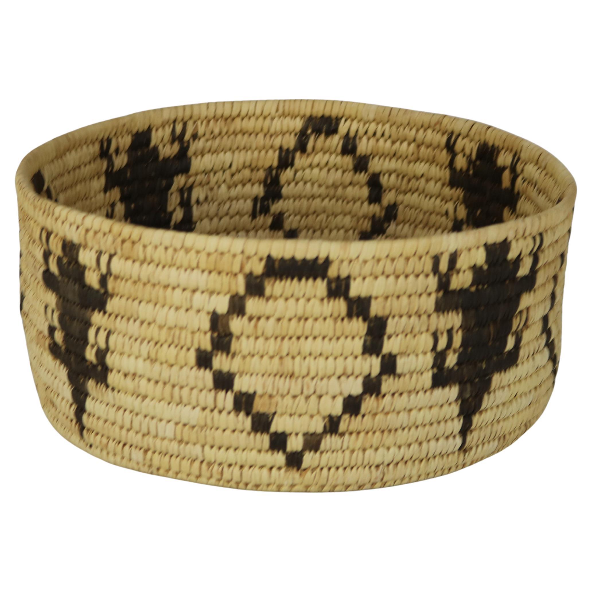 Vintage Southwest Native American Figural Woven Reed Bowl 20° secolo