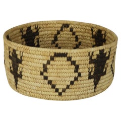 Vintage Southwest Native American Figural Woven Reed Bowl 20thC