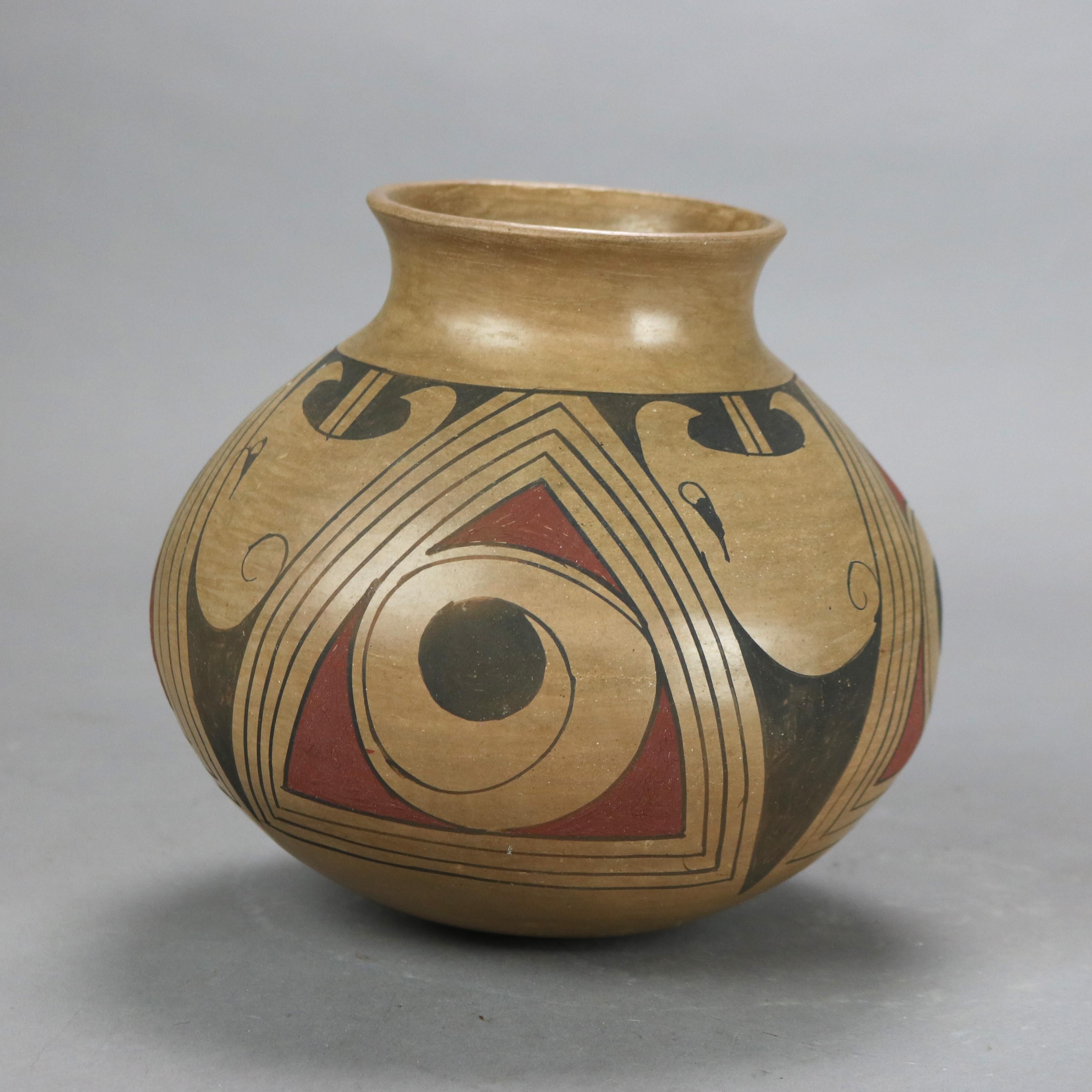 20th Century Vintage Southwest Native American Pottery Jar Signed 20thC