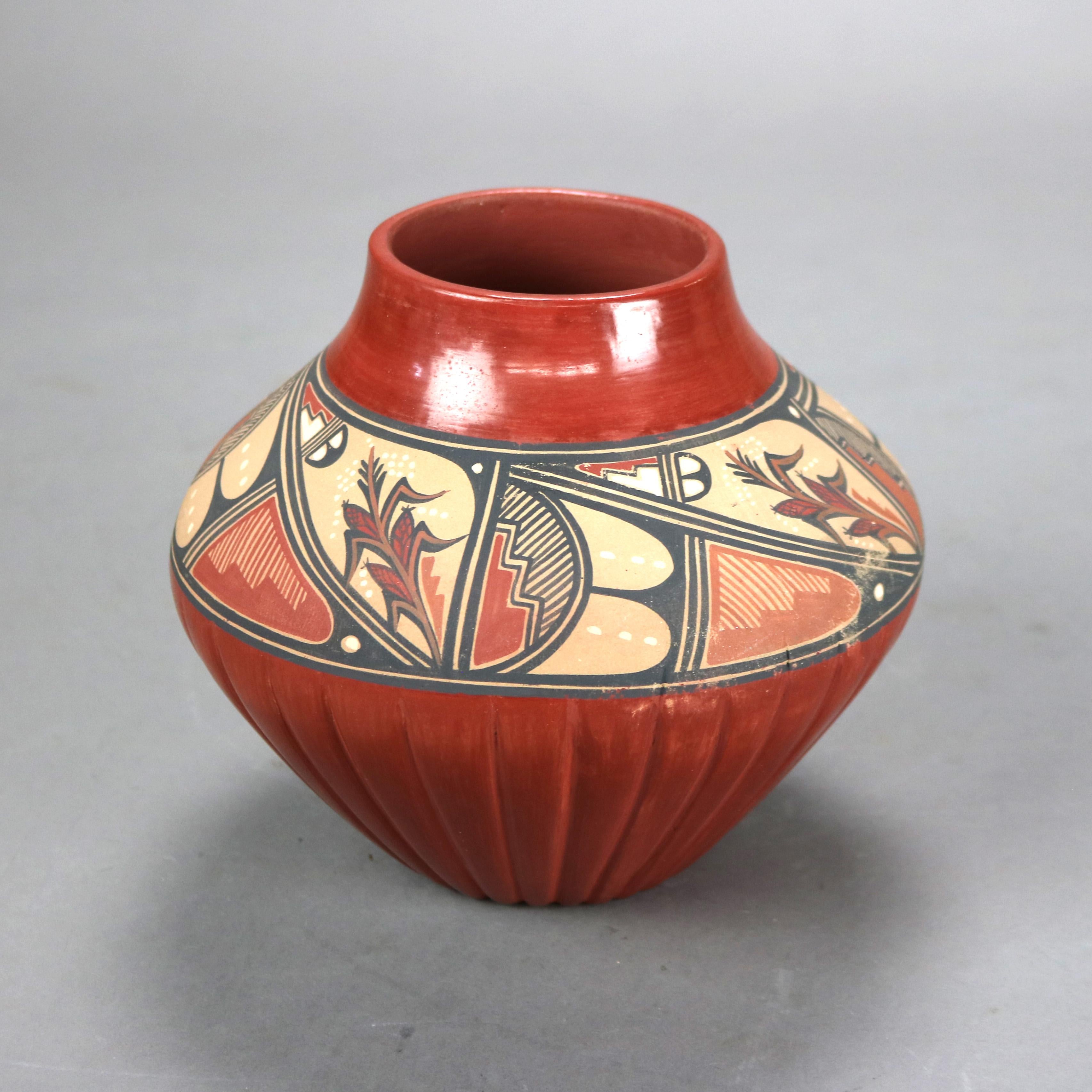 Vintage Southwest Native American Pueblo Pottery Jar Signed P. Fragua Jemez 20thC

Measures - 6
