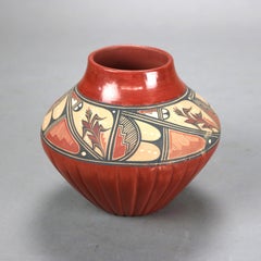 Vintage Southwest Native American Pueblo Pottery Jar Signed P Fragua Jemez 20thC