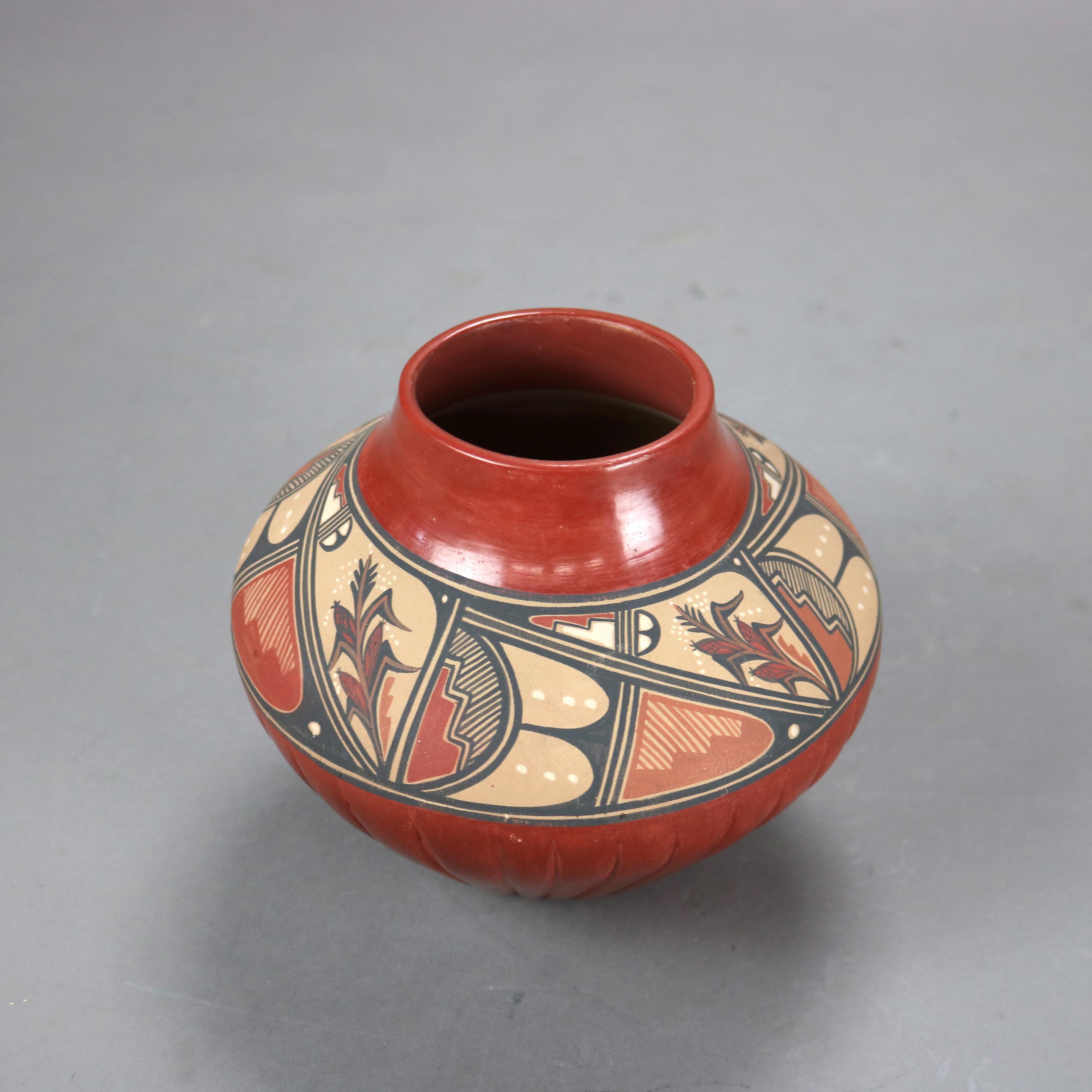 Vintage Southwest Native American Pueblo Pottery Jar Signed P Fragua Jemez 20thC 2