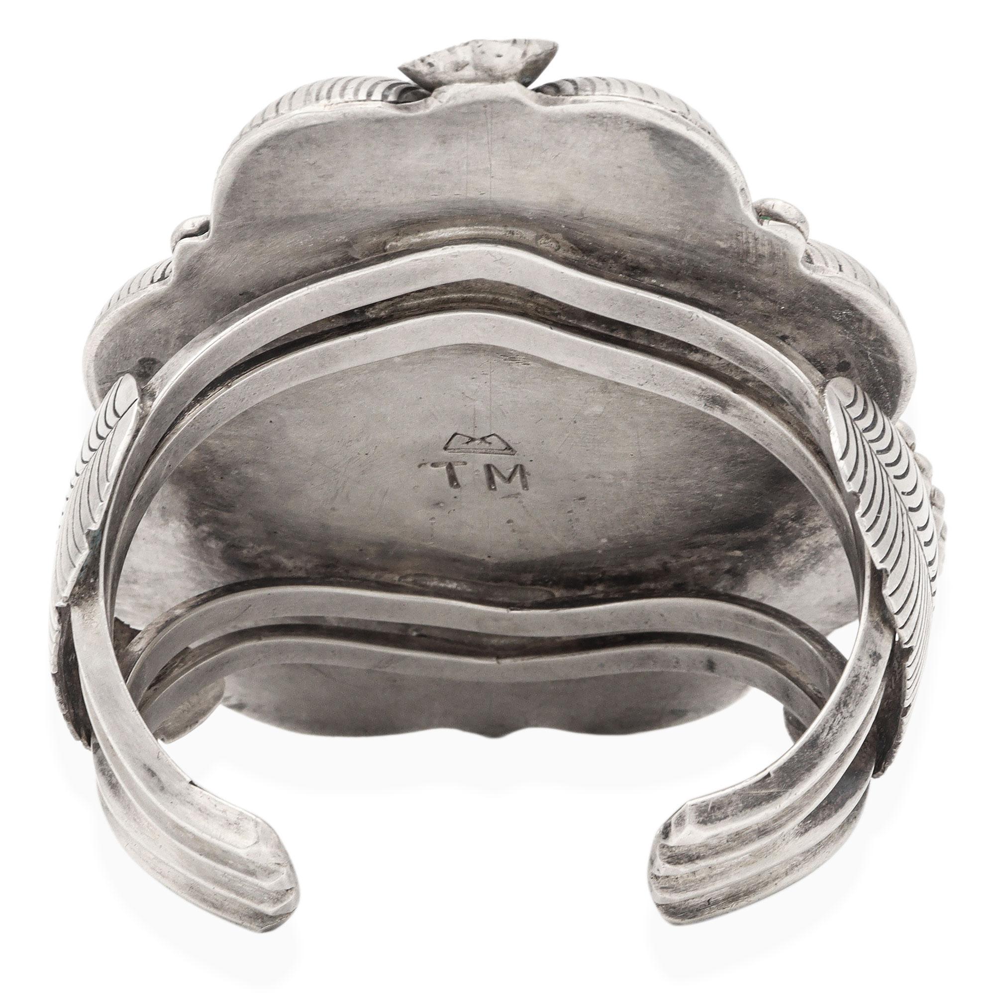 Manchette vintage amérindienne du Sud-Ouest en argent sterling et turquoise Unisexe en vente