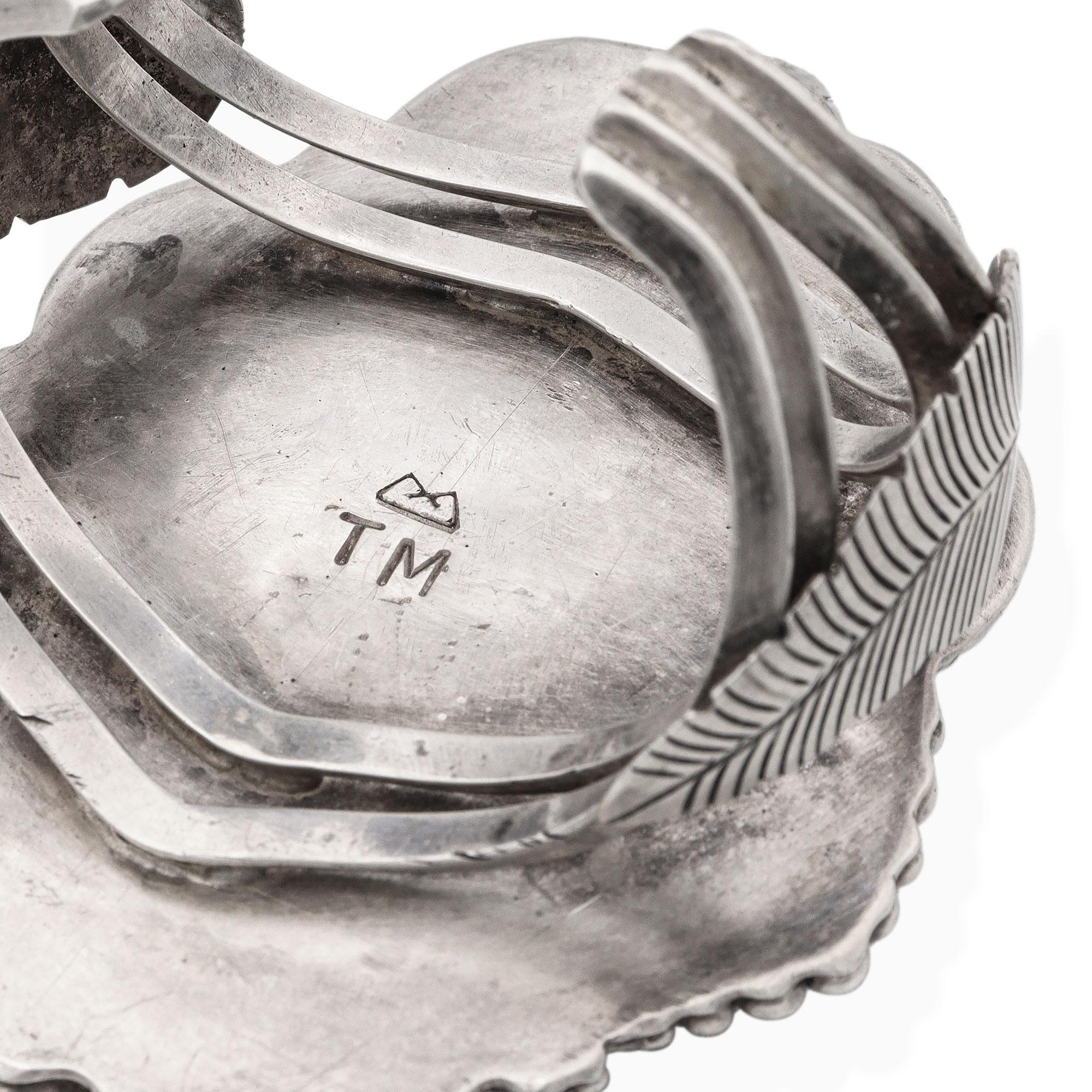 Manchette vintage amérindienne du Sud-Ouest en argent sterling et turquoise en vente 2