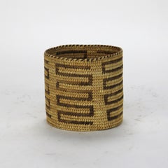 Vintage Southwest Native American Woven Woven Reed Basket 20thC