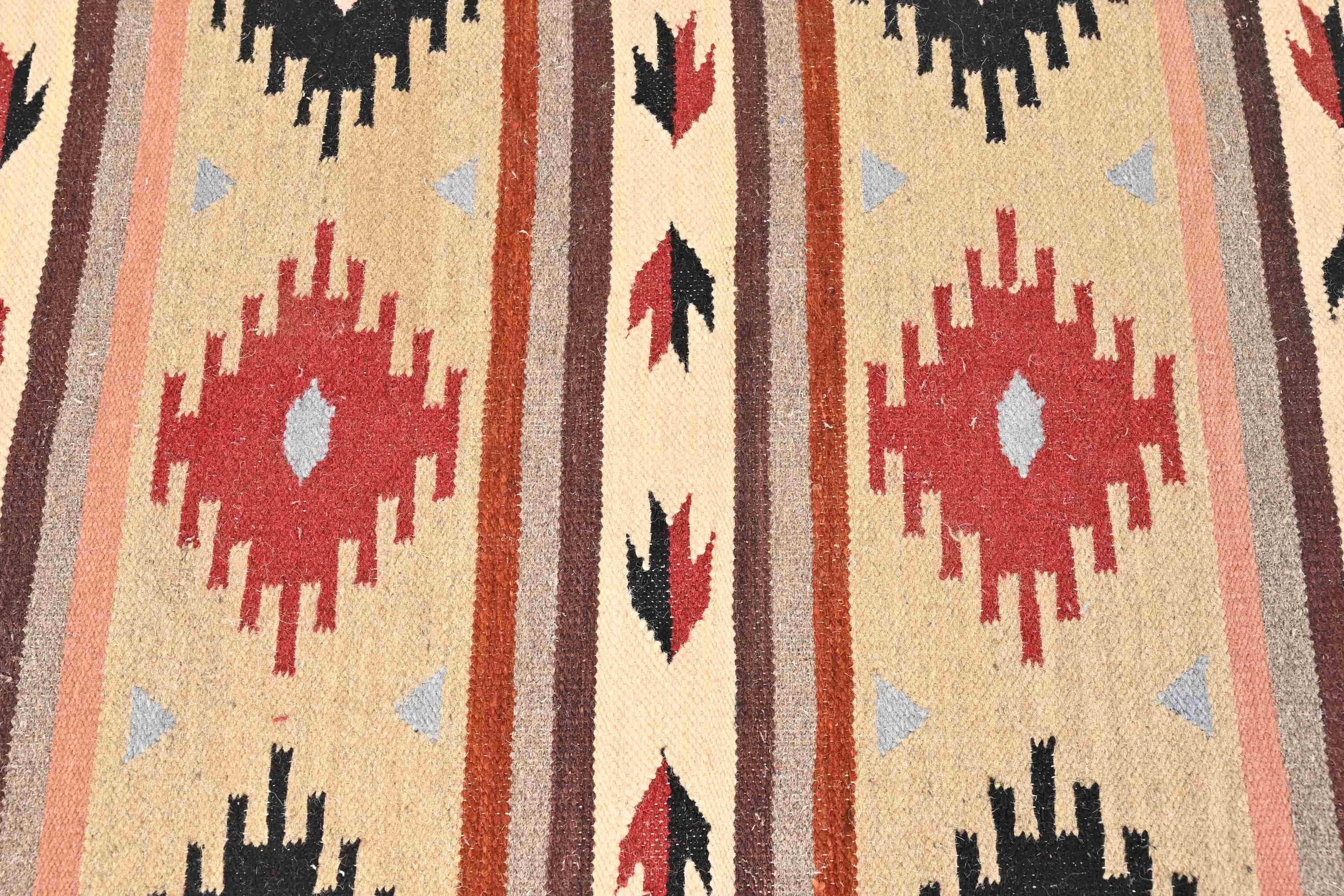 Vintage Southwest Navajo Style Flat Weave Rug 1
