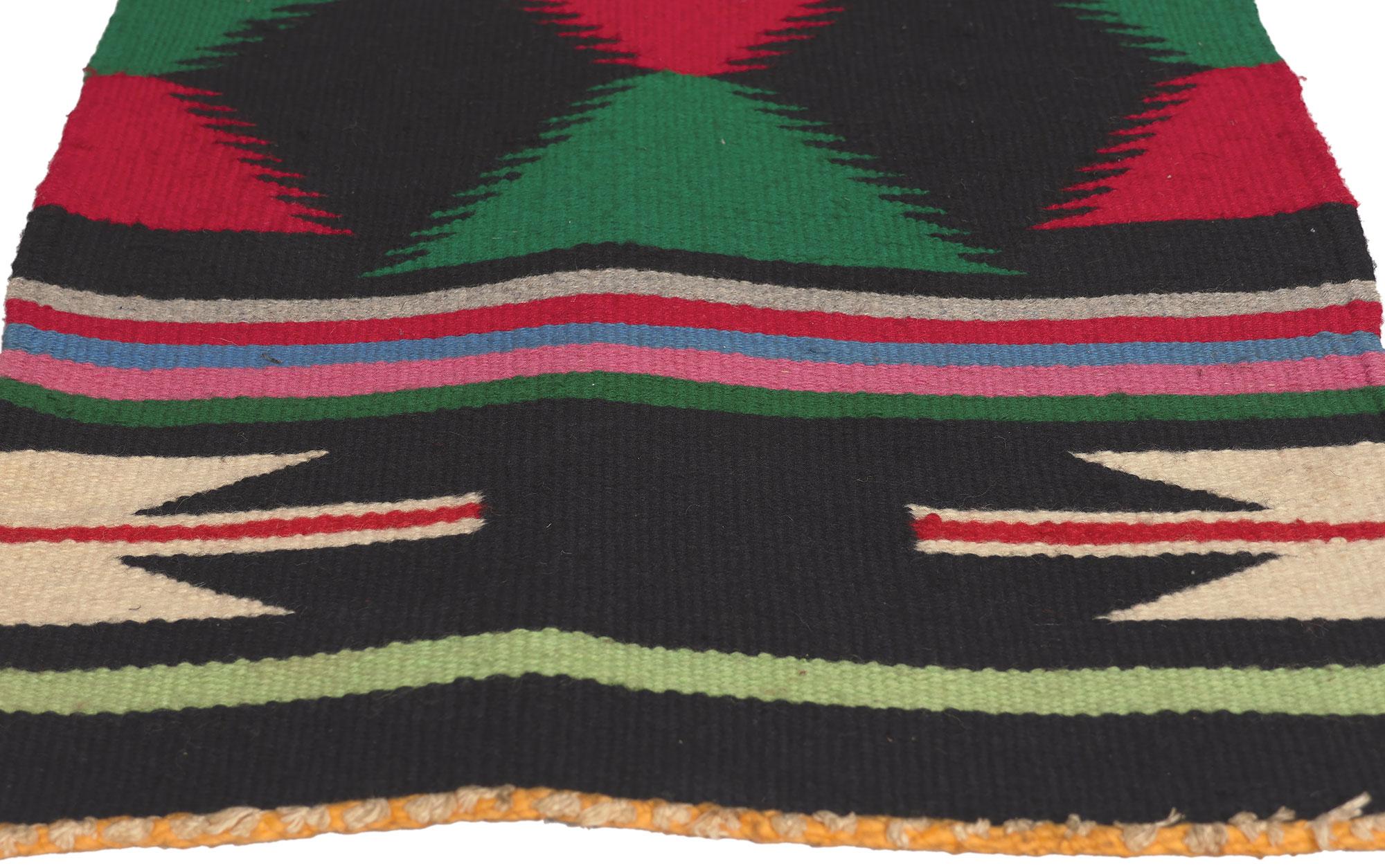 American Vintage Southwest Pueblo Kilim Rug, Maximalism Meets Boho Chic For Sale