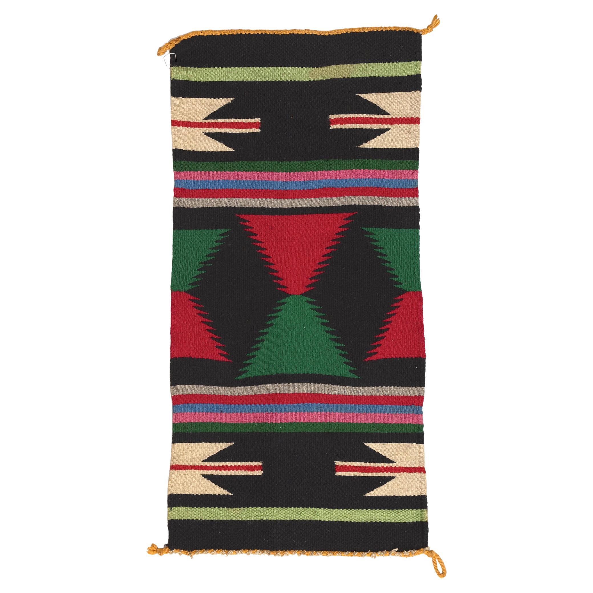 Vintage Southwest Pueblo Kilim Rug, Maximalism Meets Boho Chic For Sale