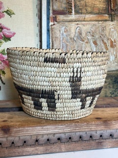 Vintage Southwest Pueblo mid Century Modern style planter Basket