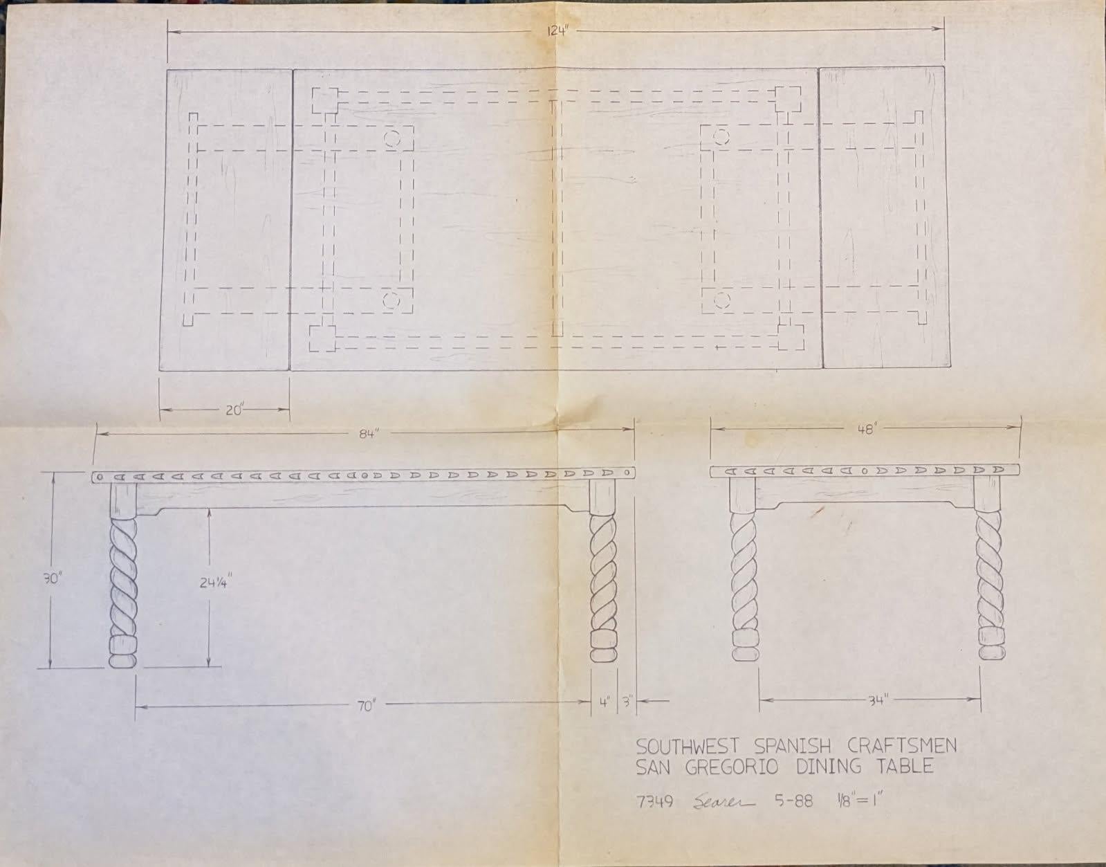 Vintage Southwest Spanish Craftsmen Barley Twist Alder Draw Leaf Dining Table en vente 5