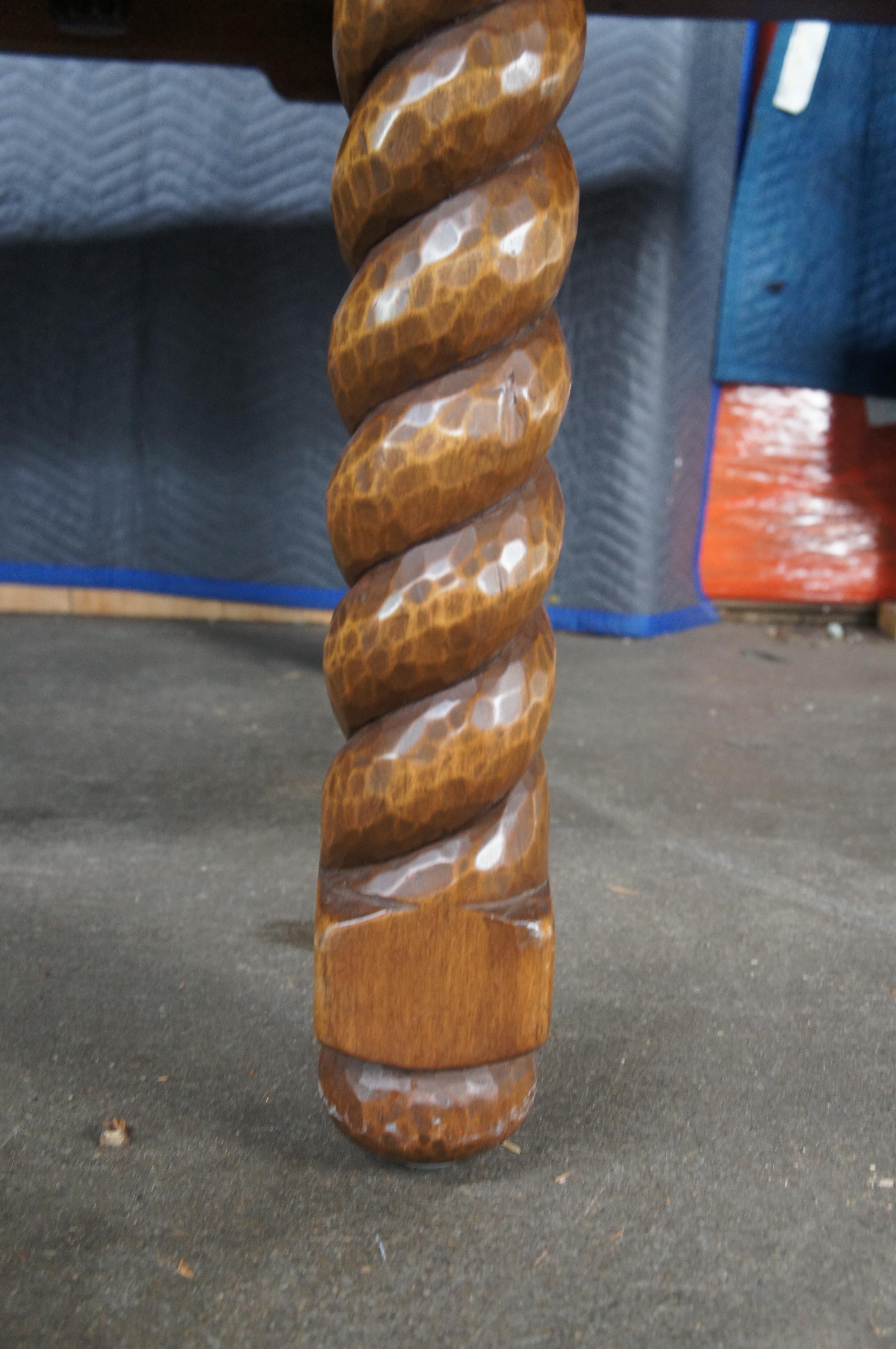 Vintage Southwest Spanish Craftsmen Barley Twist Alder Draw Leaf Dining Table en vente 7