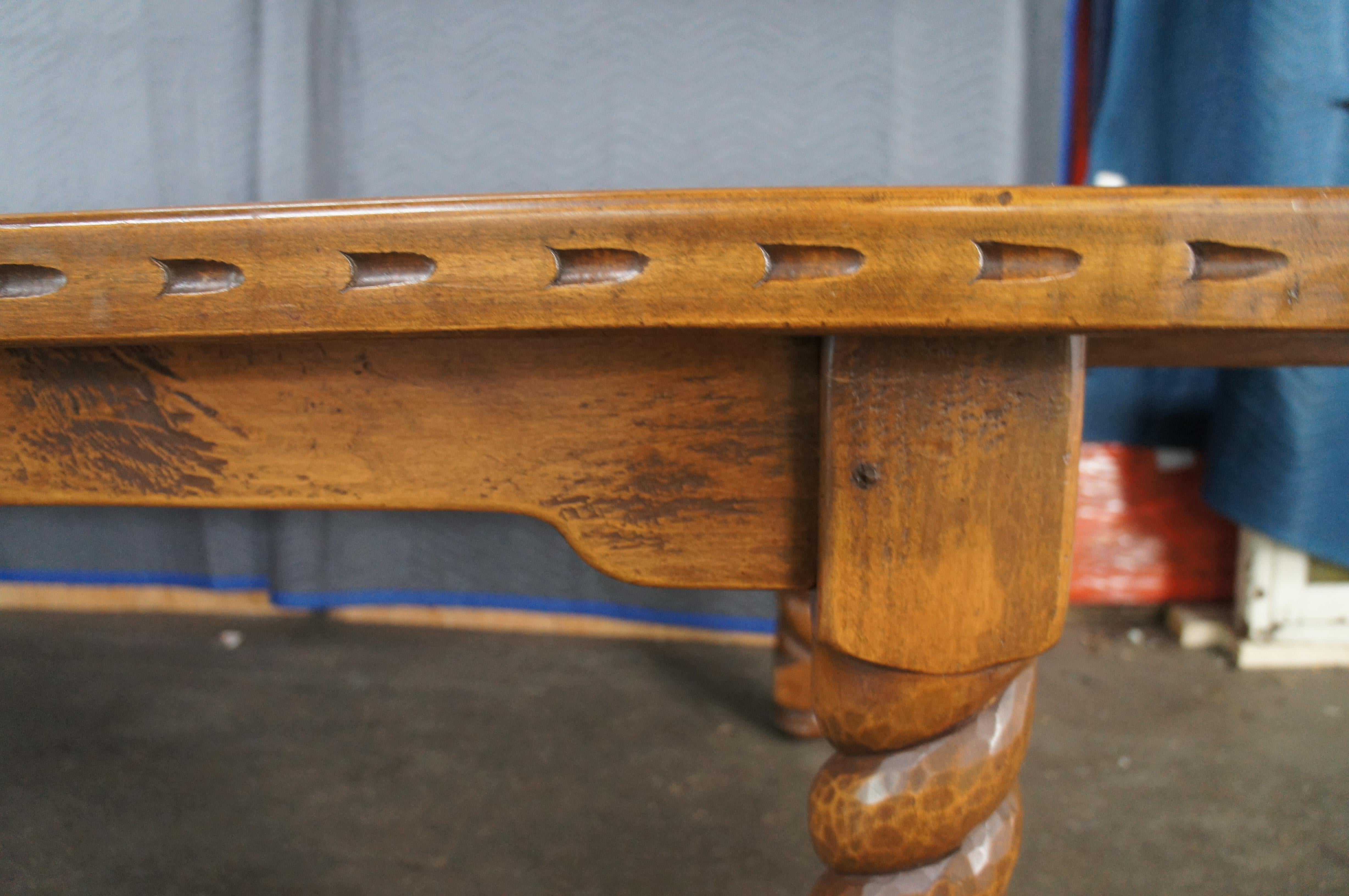 Vintage Southwest Spanish Craftsmen Barley Twist Alder Draw Leaf Dining Table en vente 8