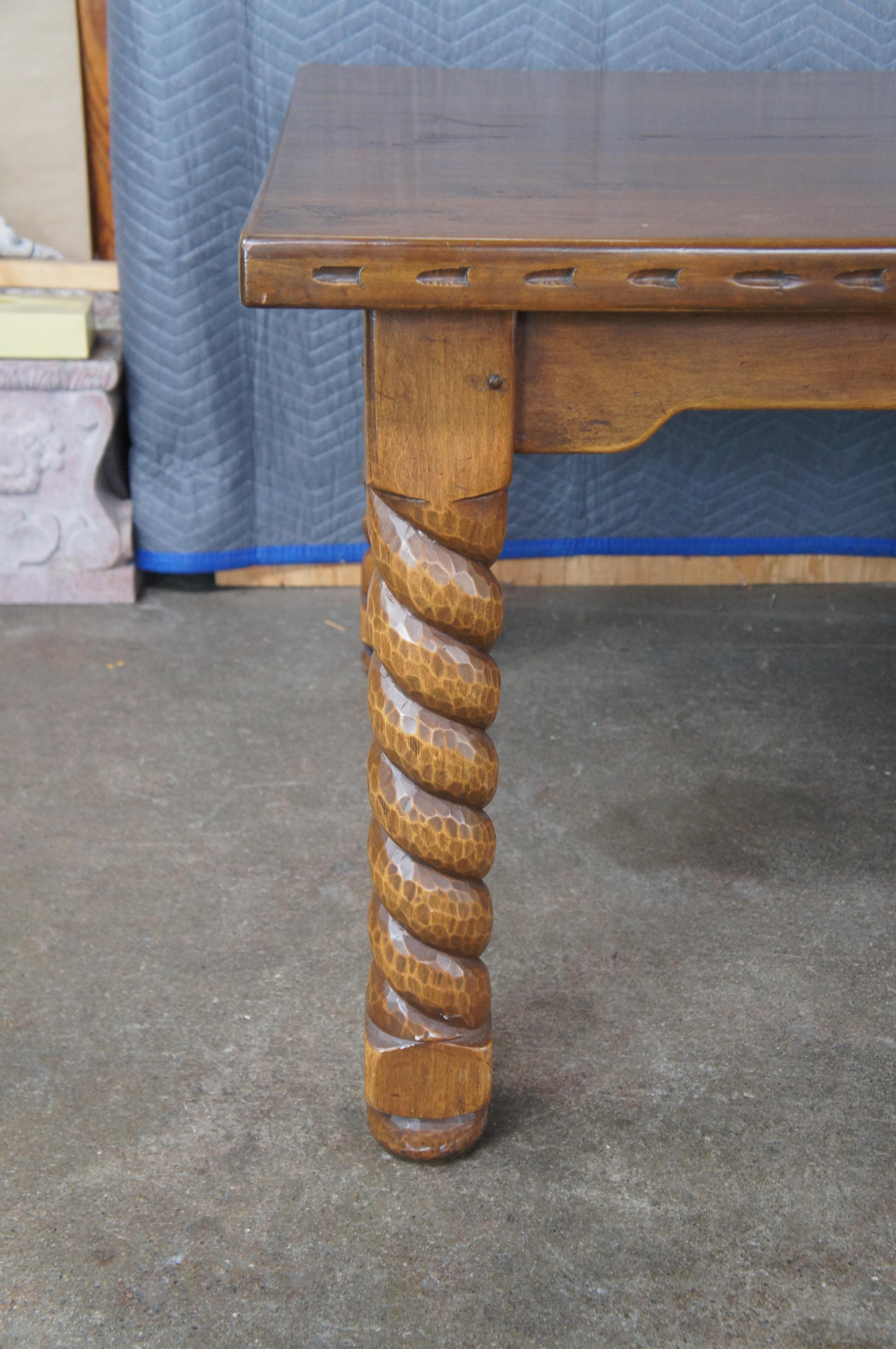 Vintage Southwest Spanish Craftsmen Barley Twist Alder Draw Leaf Dining Table Bon état - En vente à Dayton, OH