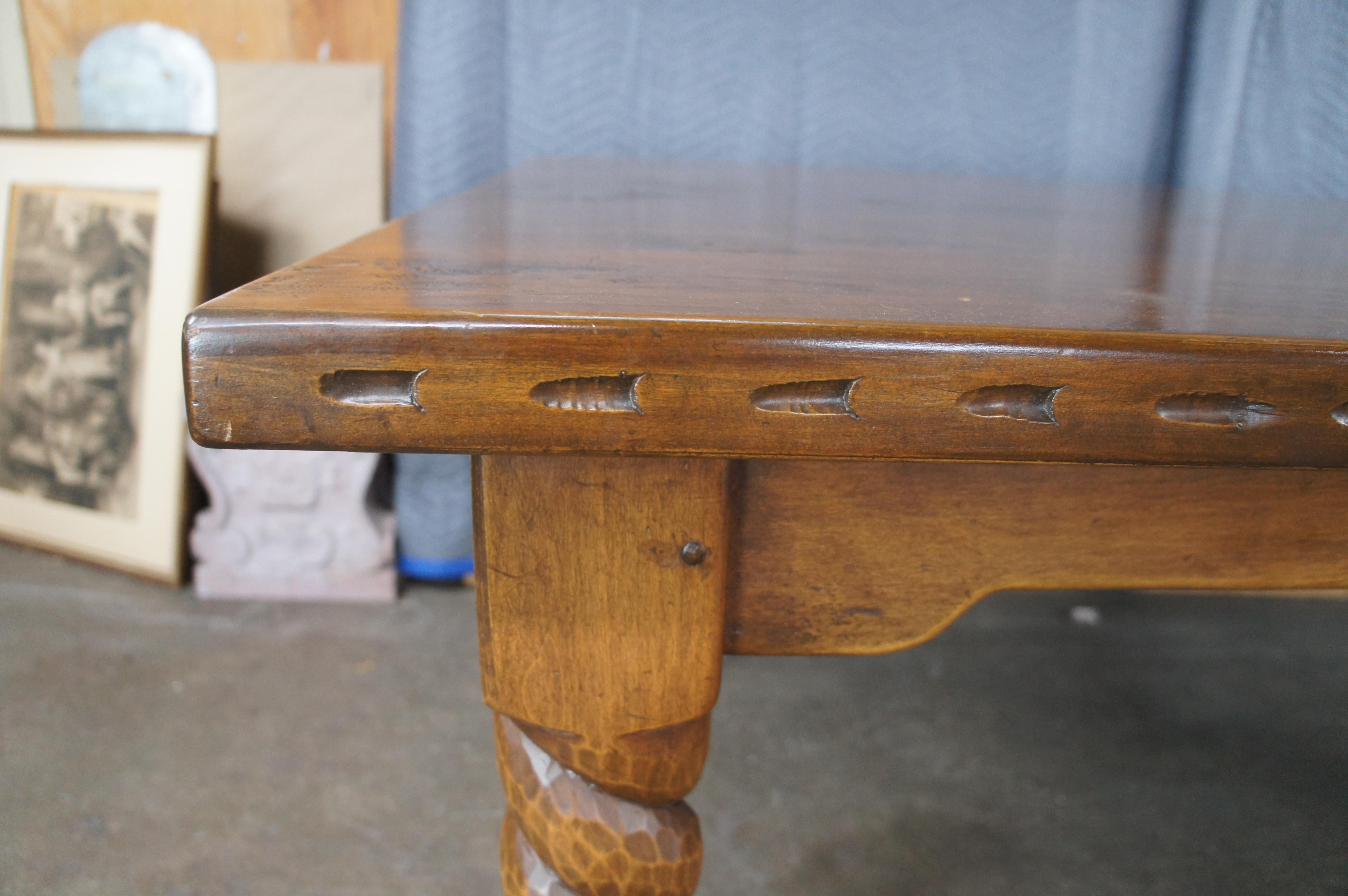 Fin du 20e siècle Vintage Southwest Spanish Craftsmen Barley Twist Alder Draw Leaf Dining Table en vente