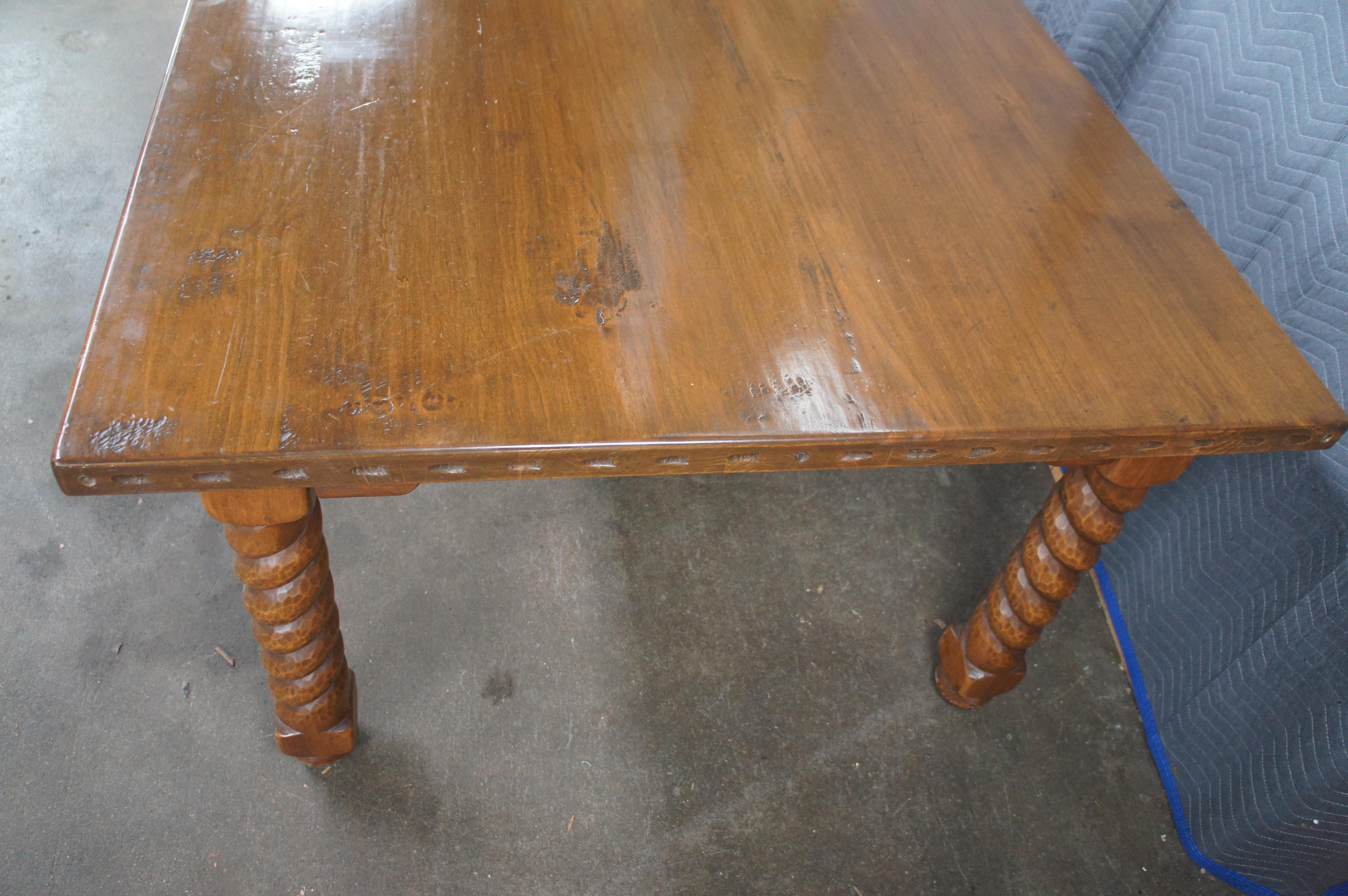 Vintage Southwest Spanish Craftsmen Barley Twist Alder Draw Leaf Dining Table en vente 1