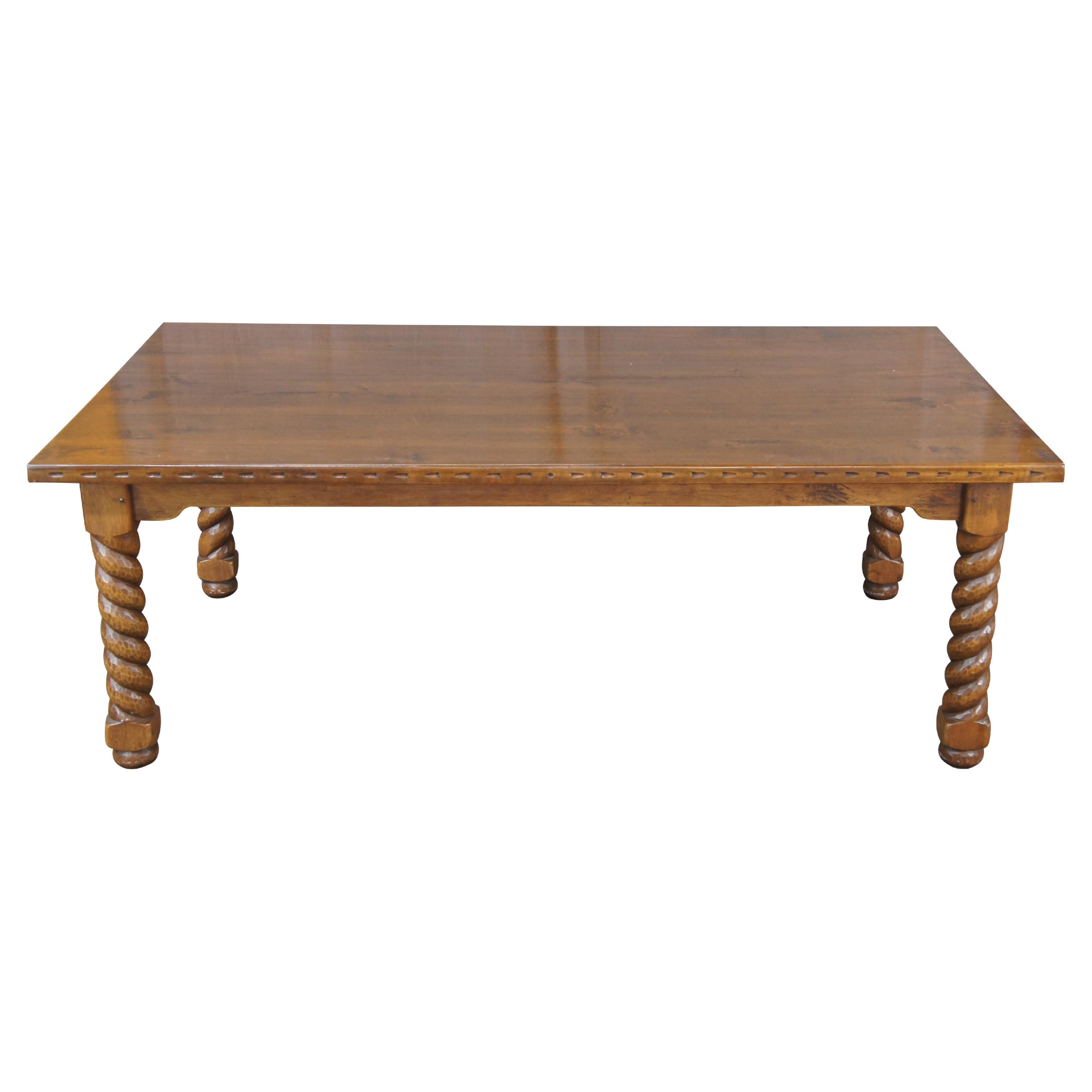 Vintage Southwest Spanish Craftsmen Barley Twist Alder Draw Leaf Dining Table