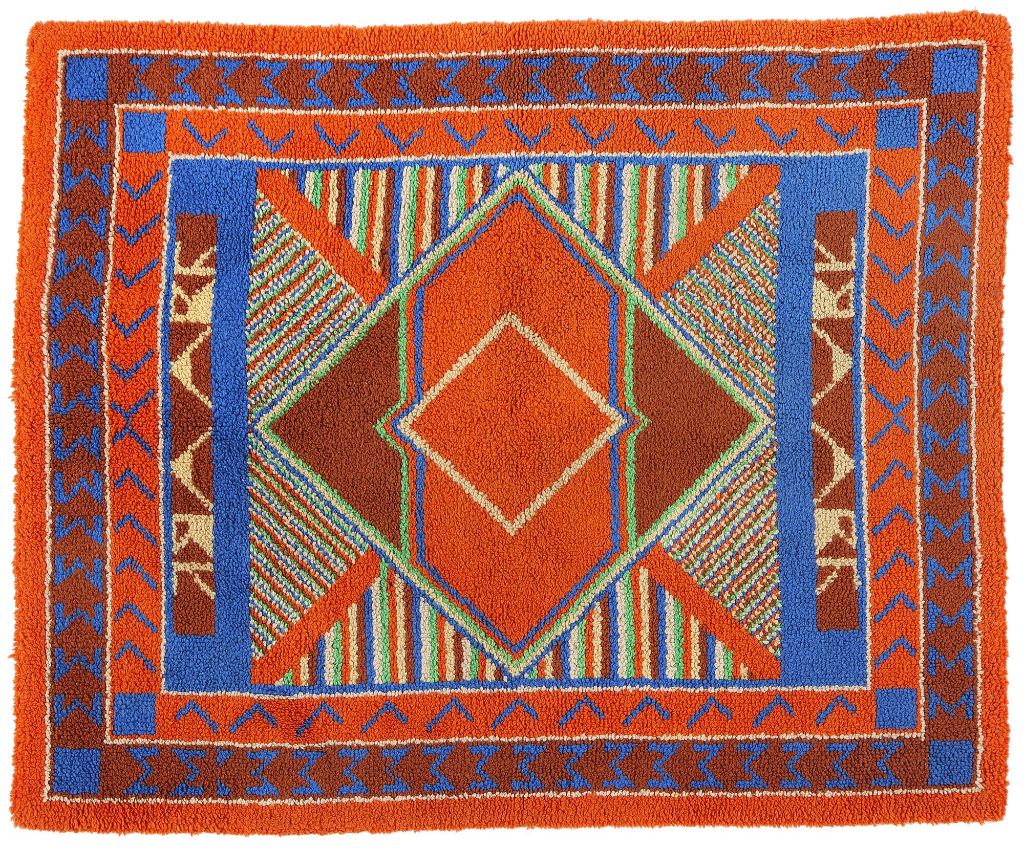 Alfombra Enganchada Americana Vintage Southwest Sunrise, 04'03 x 05'02 en venta 2