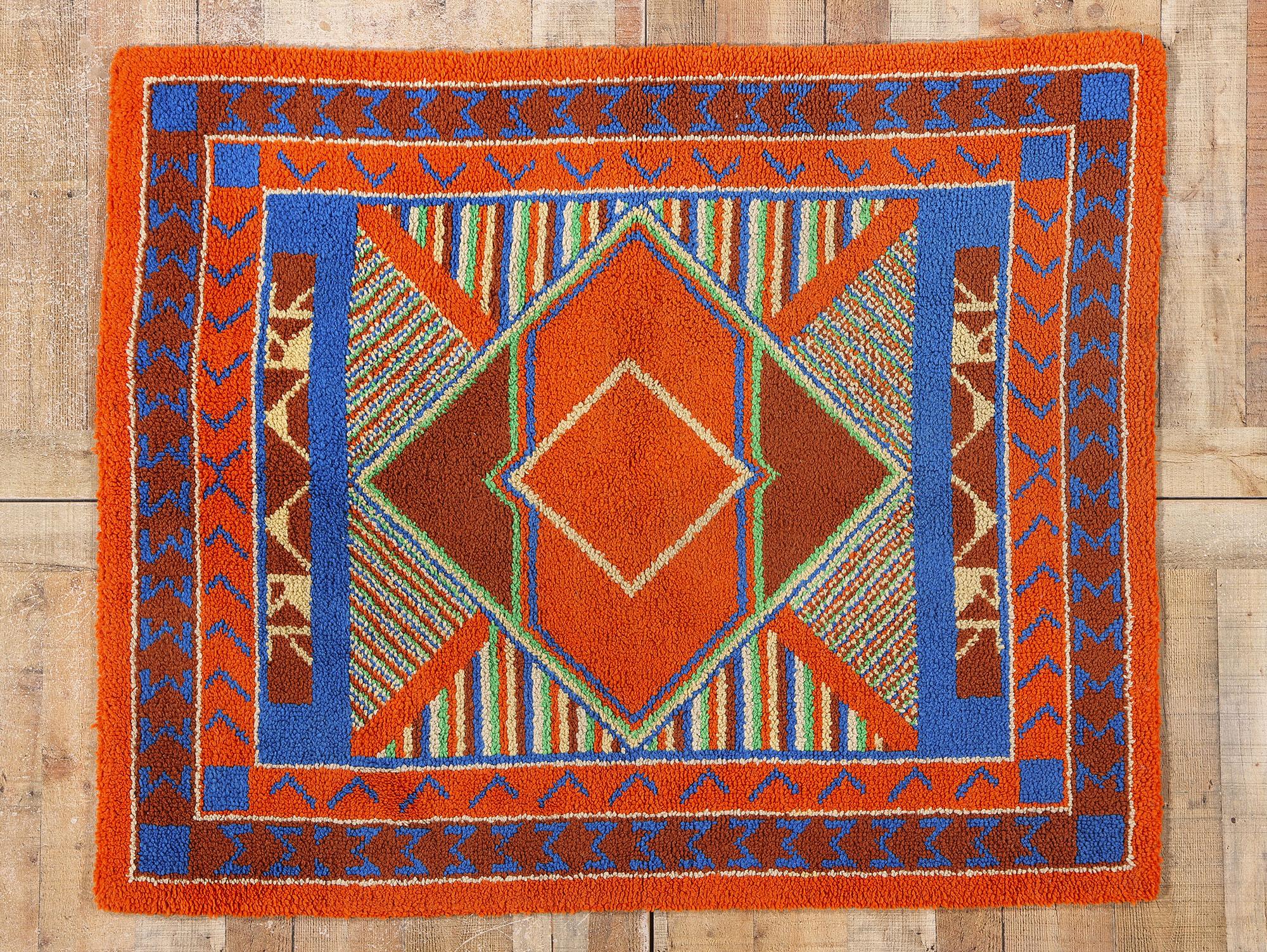 Alfombra Enganchada Americana Vintage Southwest Sunrise, 04'03 x 05'02 en venta 1