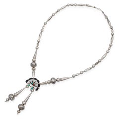 Vintage Southwest Zuni Sterling Silver Multi-Stone Inlay Statement Necklace