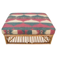 Vintage Southwestern Bamboo & Rattan Ottoman