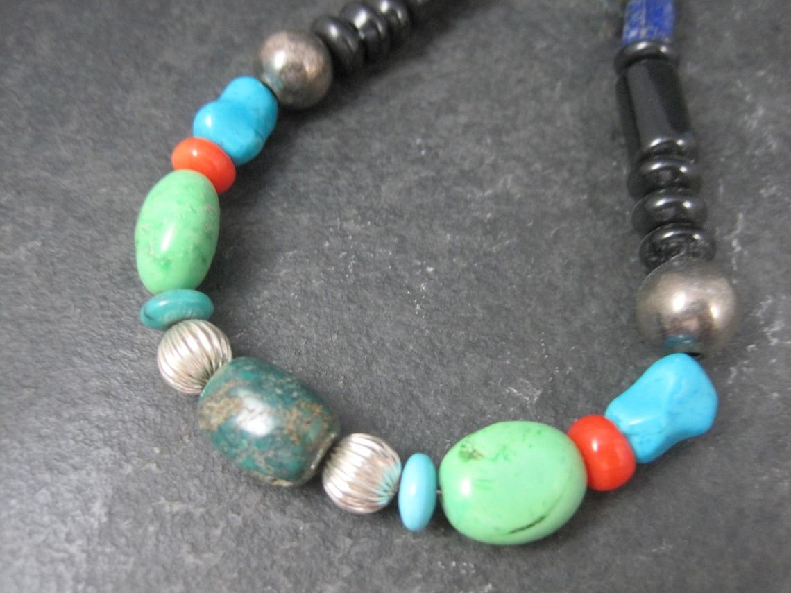 Native American Vintage Southwestern Gemstone Bead Necklace 16 Inches For Sale