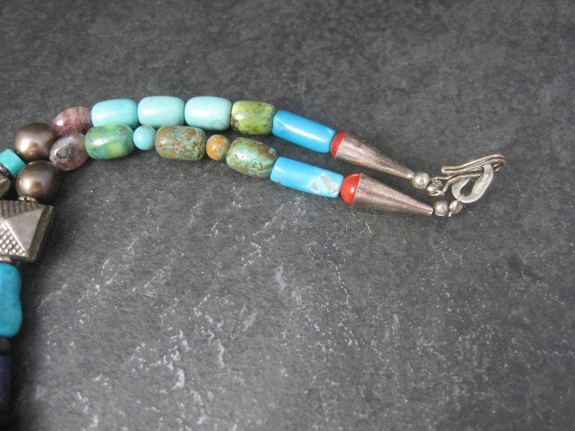 Vintage Southwestern Gemstone Bead Necklace 16 Inches For Sale 1