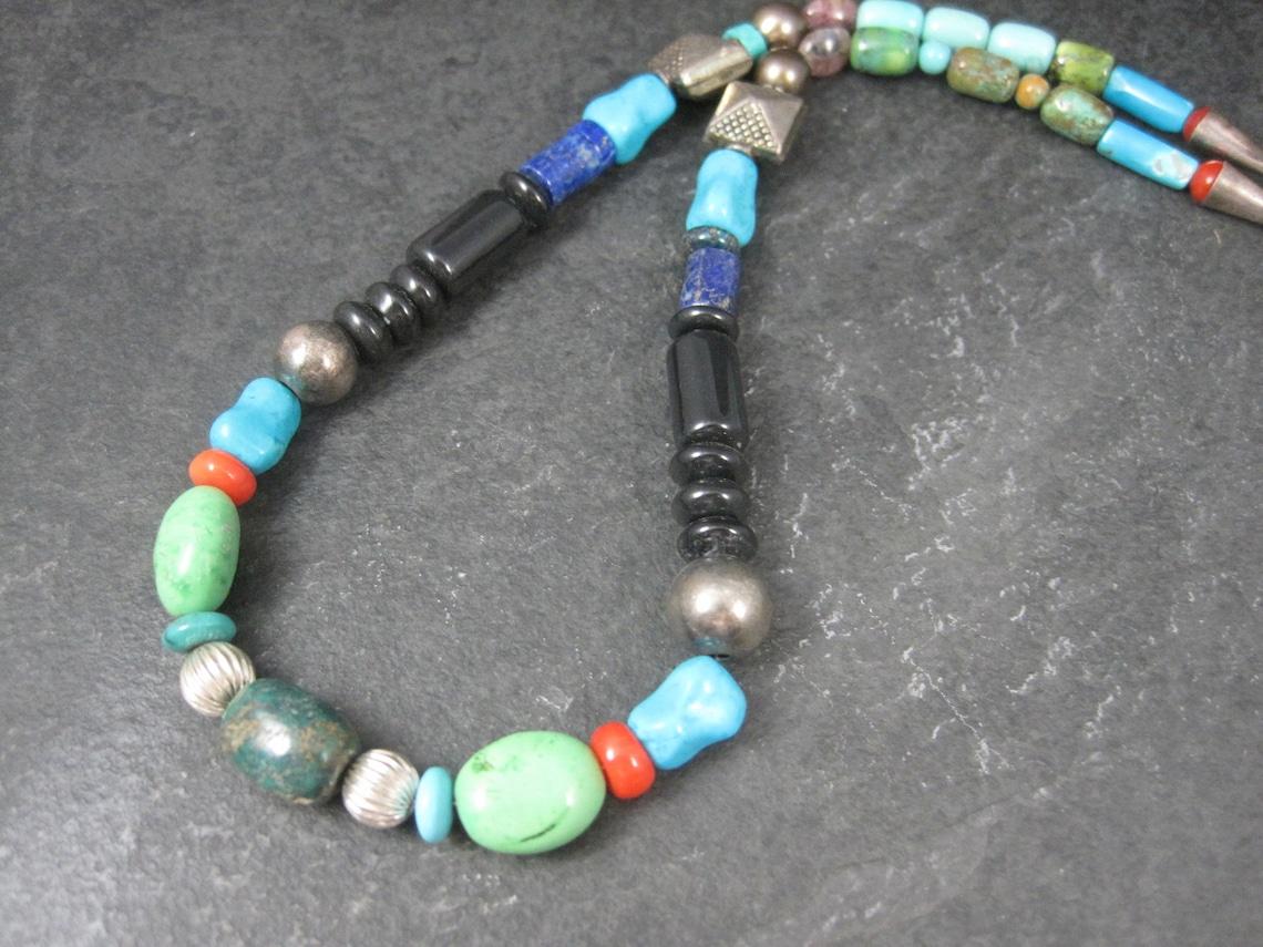 Vintage Southwestern Gemstone Bead Necklace 16 Inches For Sale 2