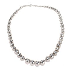 Vintage Southwestern Graduated Sterling Silver Beaded Necklace