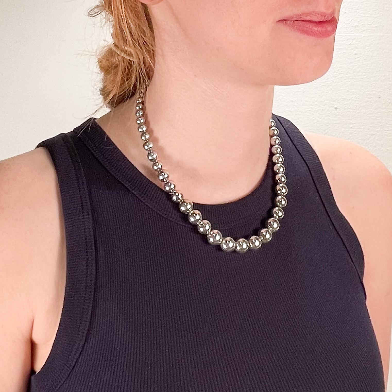graduated silver bead necklace