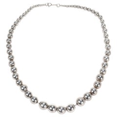 Vintage Southwestern Graduated Sterling Silver Beaded Necklace
