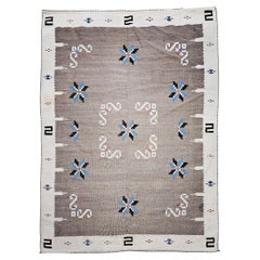 Vintage American Southwestern Area Rug in Gray, Ivory