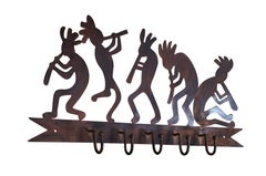 Vintage Southwestern Kokopelli Brushed Copper Wall Art Coat Hat Rack 24"
