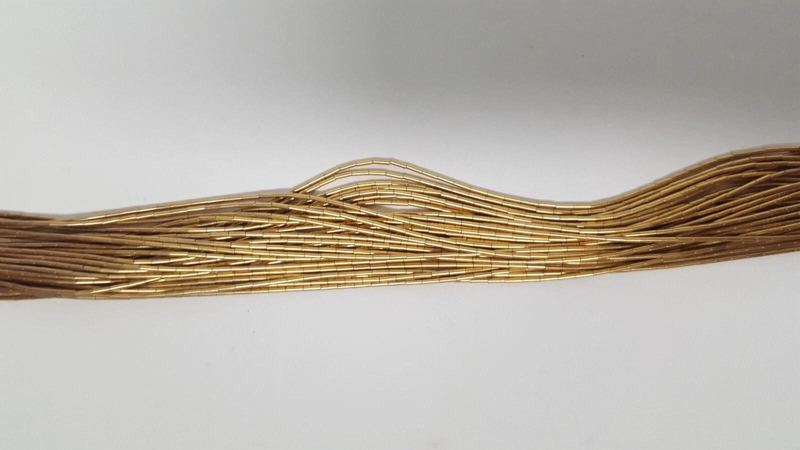 Native American Vintage Southwestern Liquid Gold Heishi Necklace 30 Strands Gold Filled 30