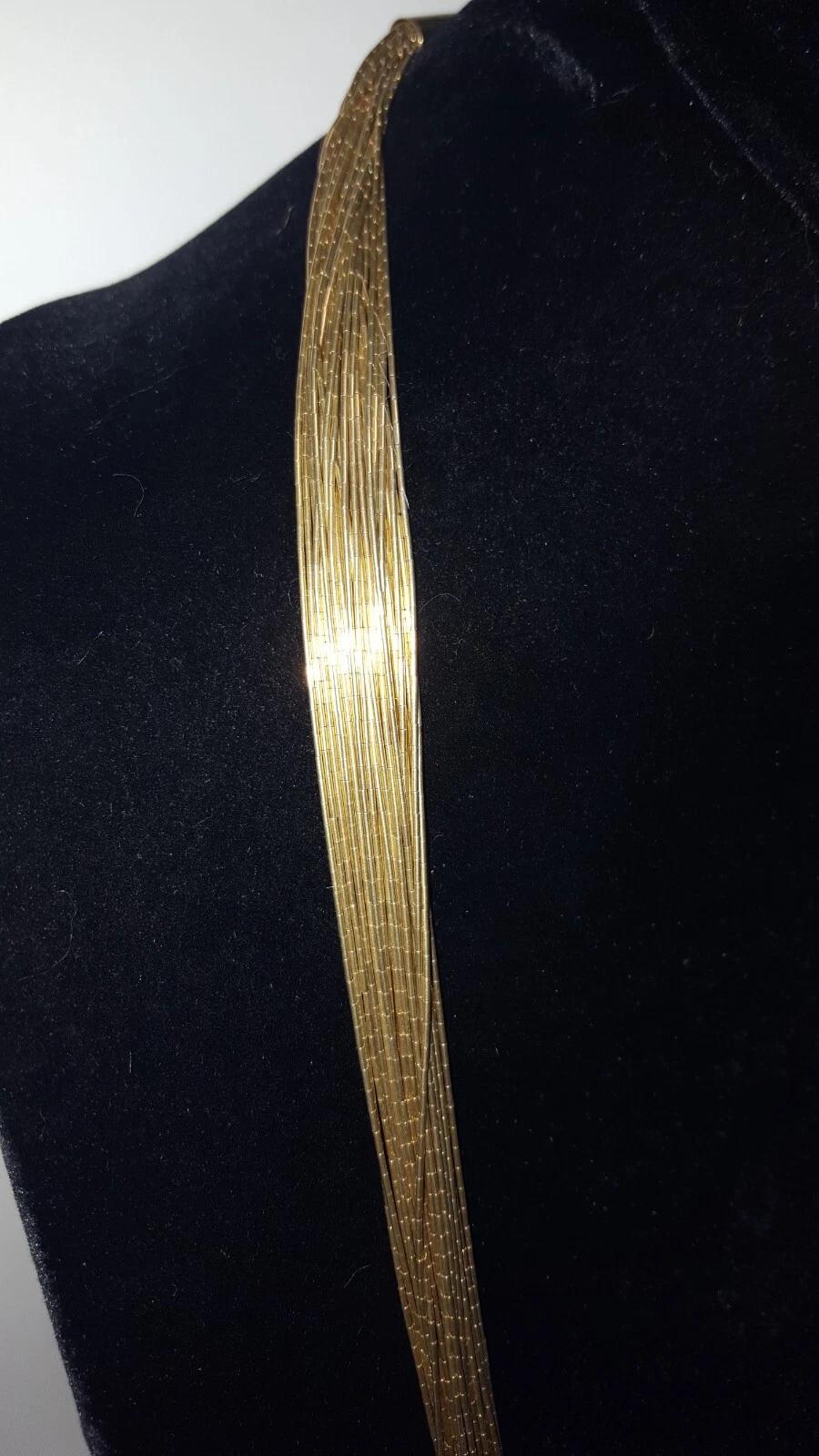 Vintage Southwestern Liquid Gold Heishi Necklace 30 Strands Gold Filled 30