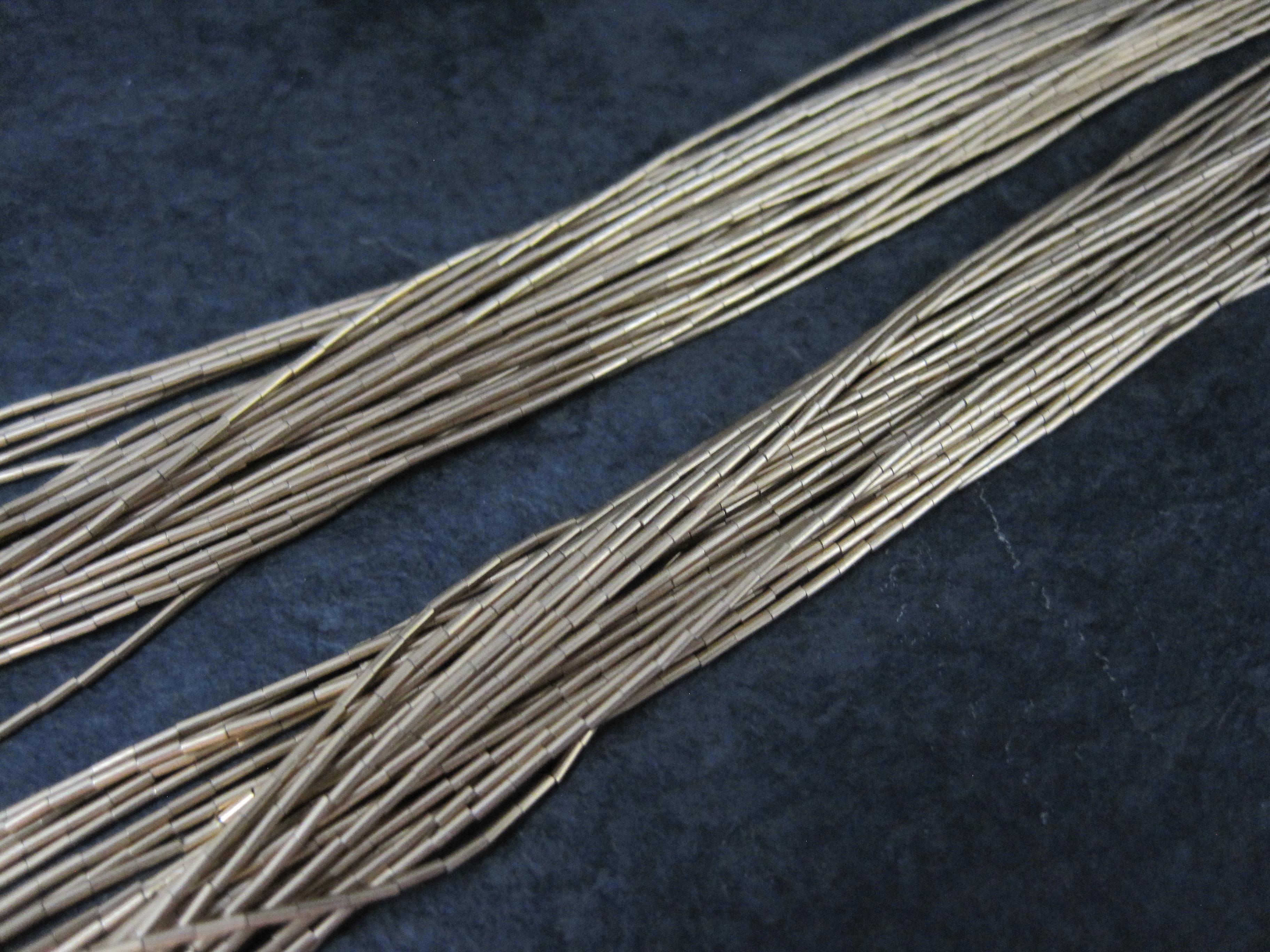 Vintage Southwestern Liquid Gold Heishi Necklace 30 Strands Gold Filled 30