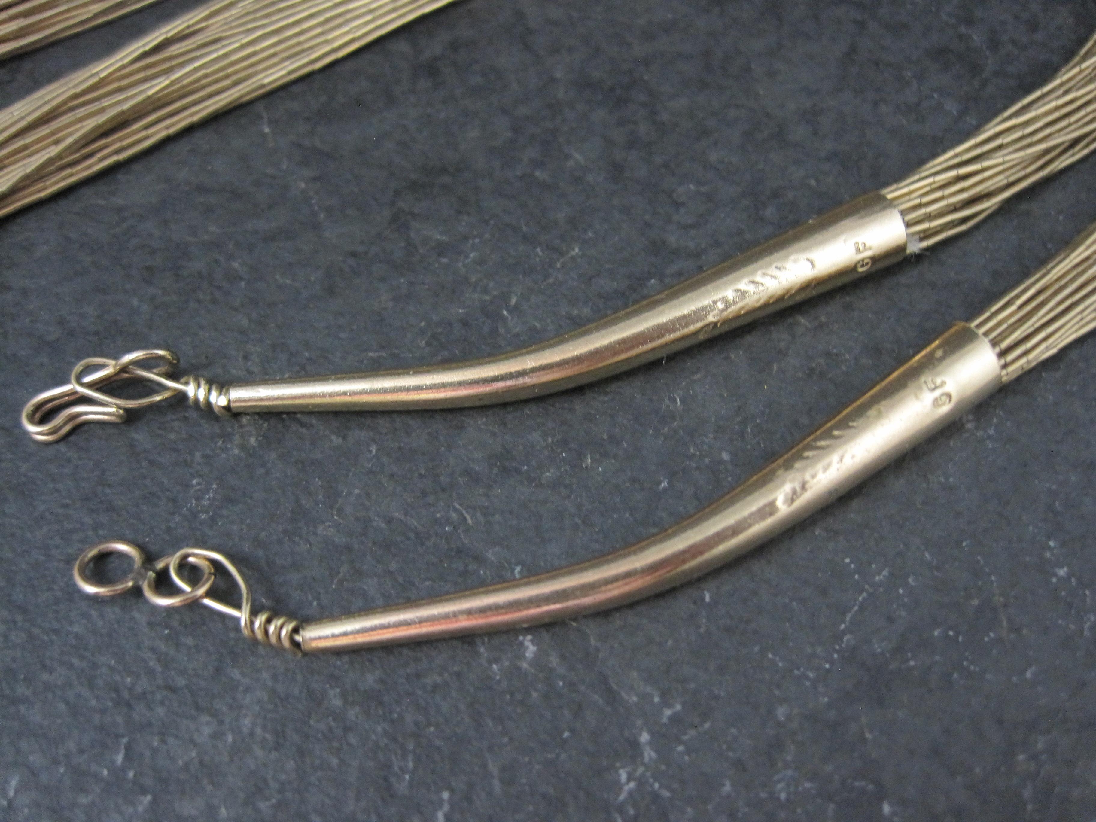 Vintage Southwestern Liquid Gold Heishi Necklace 30 Strands Gold Filled 30