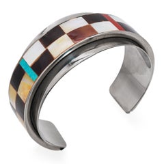 Vintage Southwestern Multi-Stone Inlay Mosaic Cuff Bracelet
