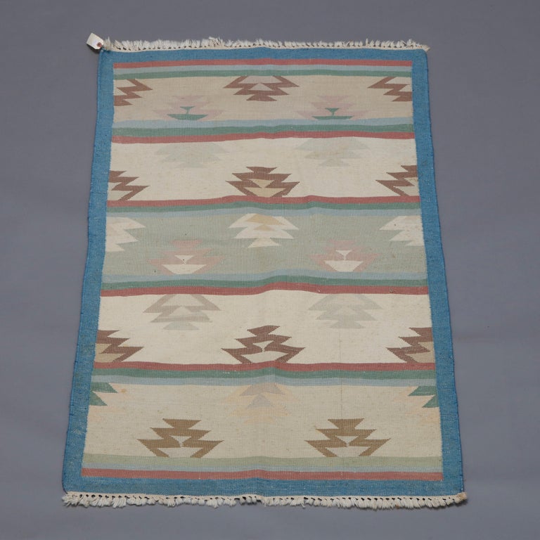 Vintage Southwestern Navajo Style FlatWeave Area Rug Stylized Flame