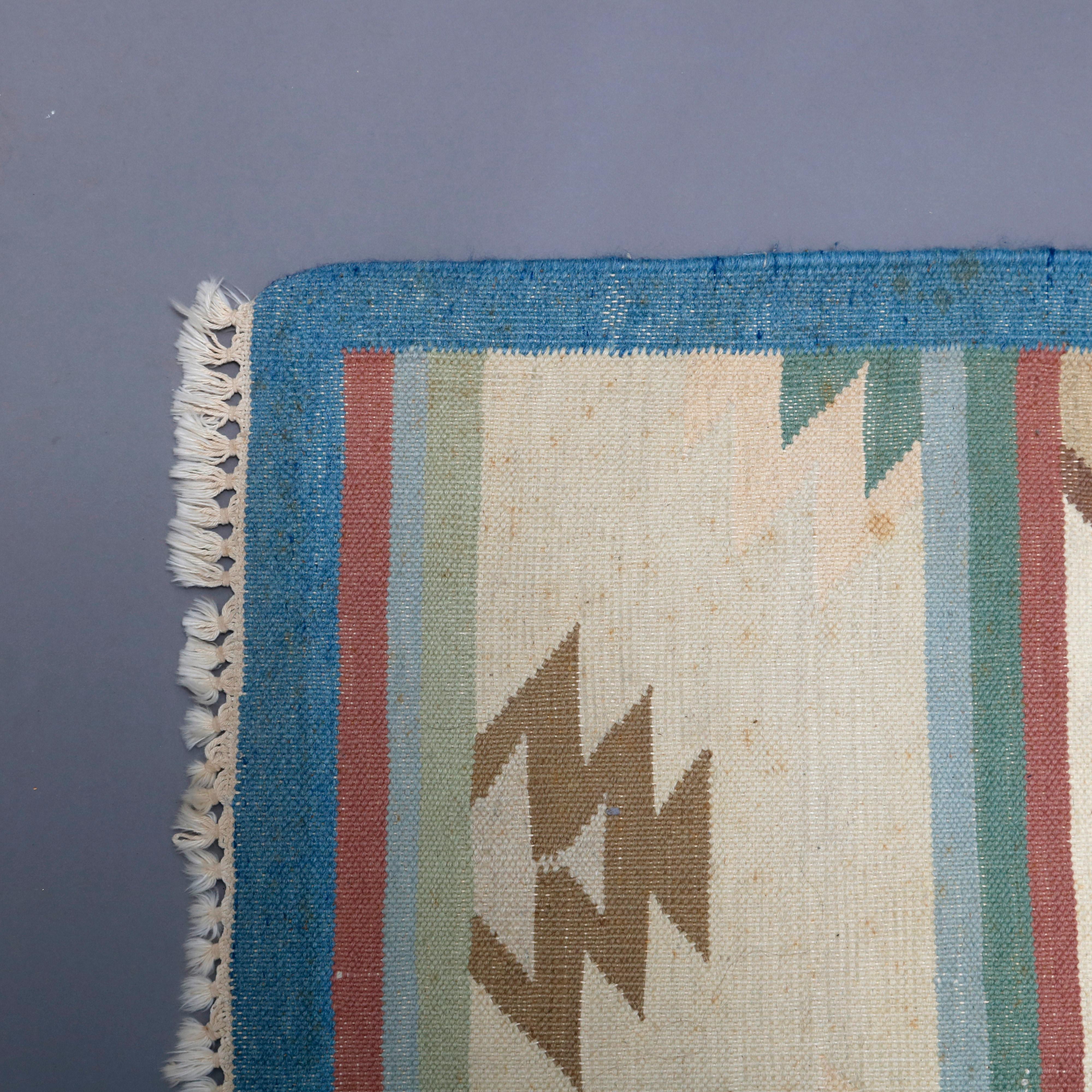 Vintage Southwestern Navajo Style Flat-Weave Area Rug Stylized Flame ...