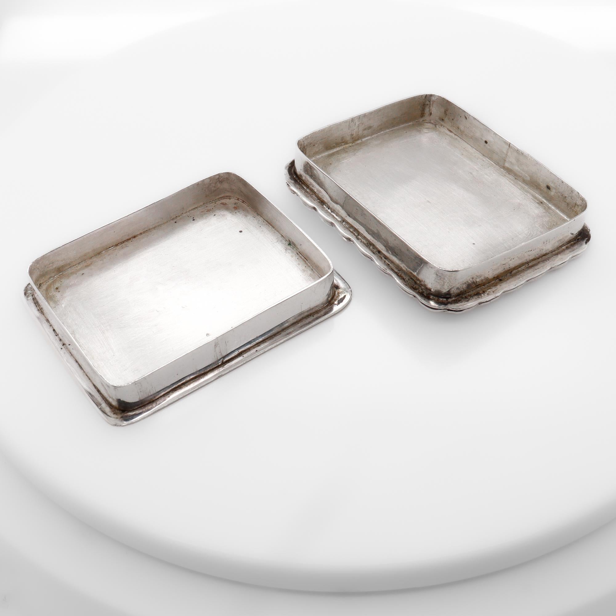 Vintage Southwestern Navajo Style Silver & Turquoise Covered Box For Sale 7