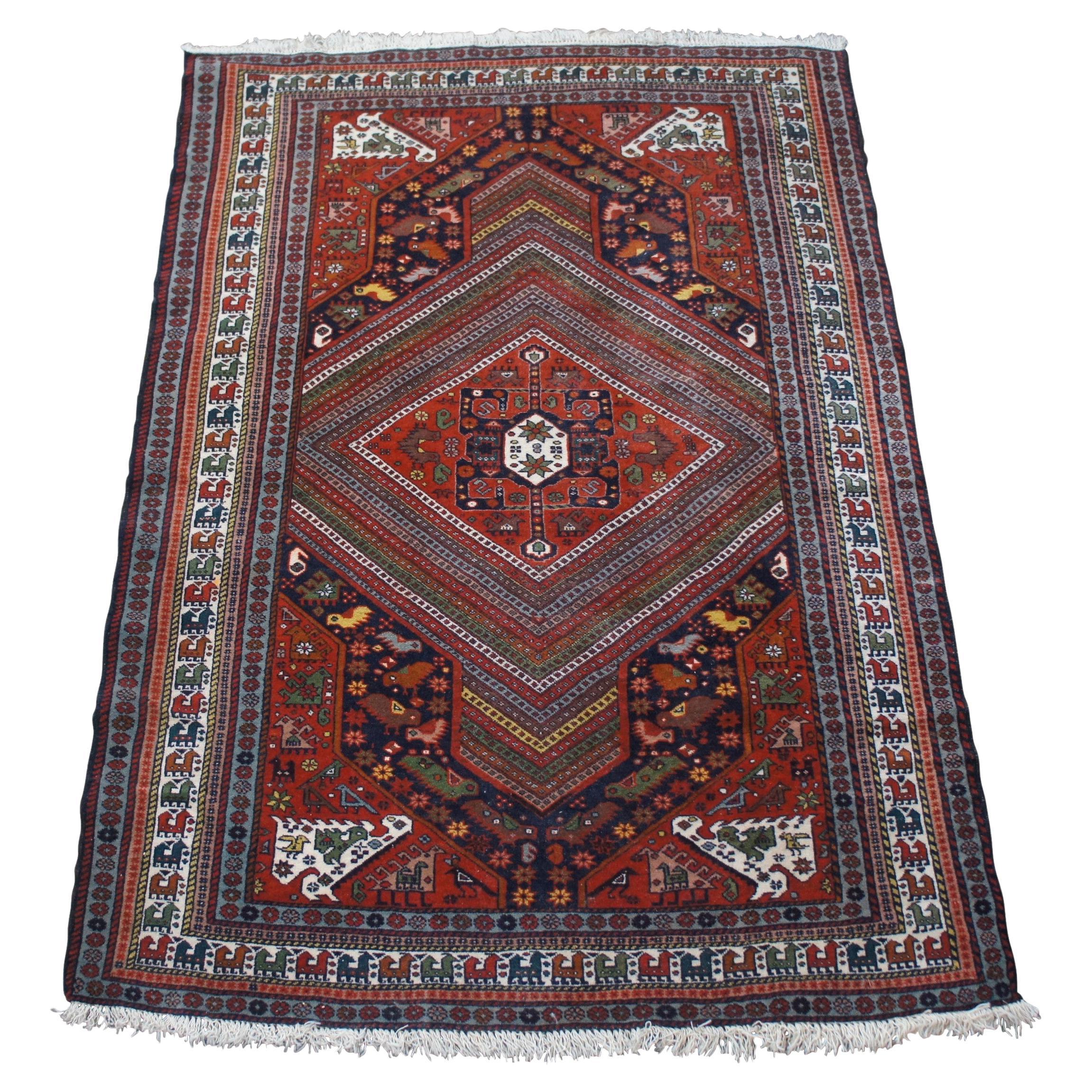Tappeto tribale persiano d'epoca Abadeh in lana Bird Camel 4' x 6'