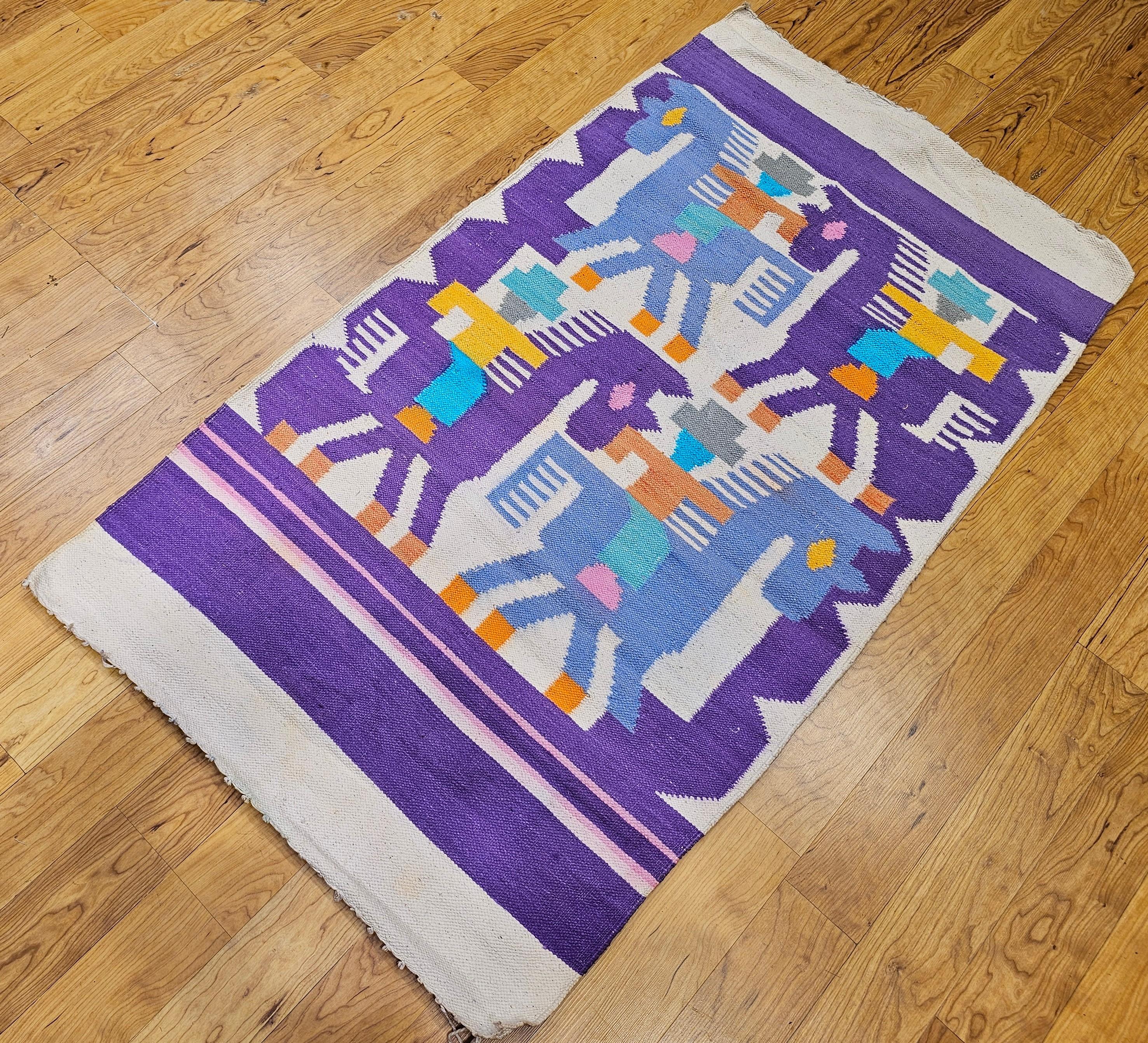 Vintage American Southwestern Pictorial Kilim Area Rug For Sale 3