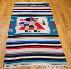 Vintage American Southwestern Pictorial Kilim Area Rug with Aztec Pattern
