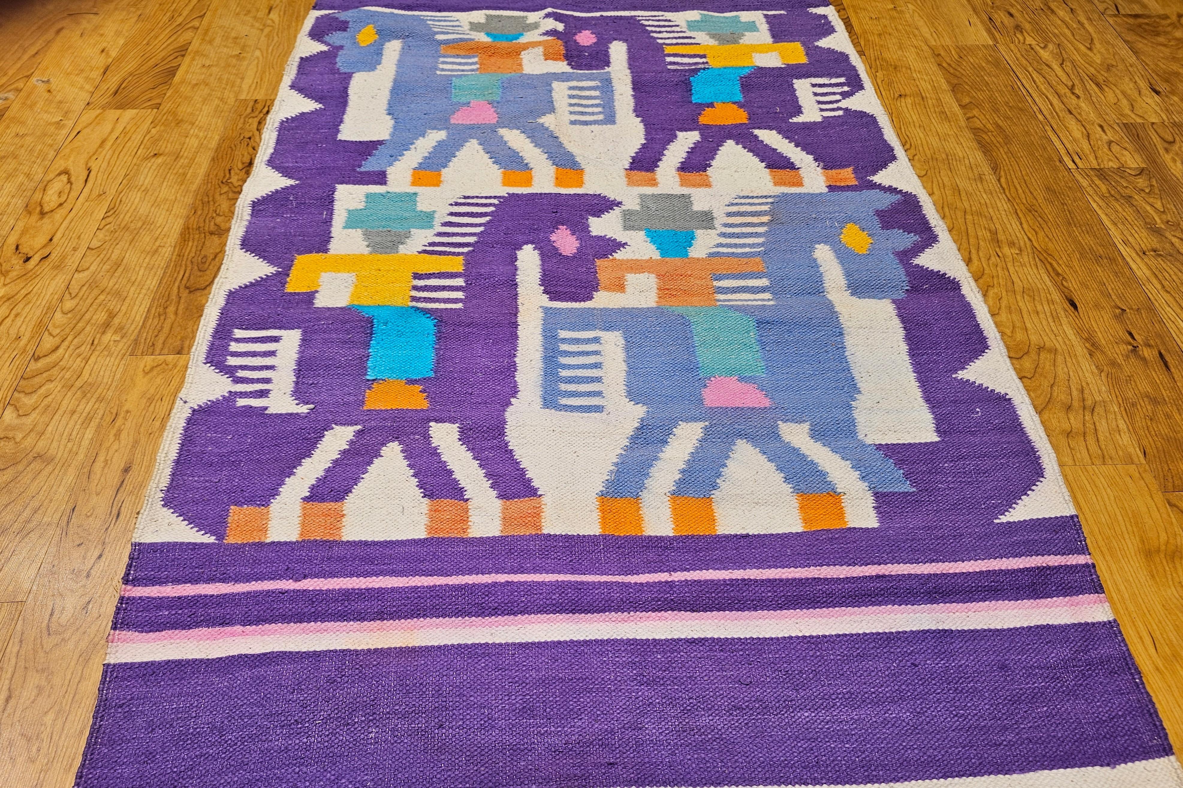 Mexican Vintage American Southwestern Pictorial Kilim Area Rug For Sale