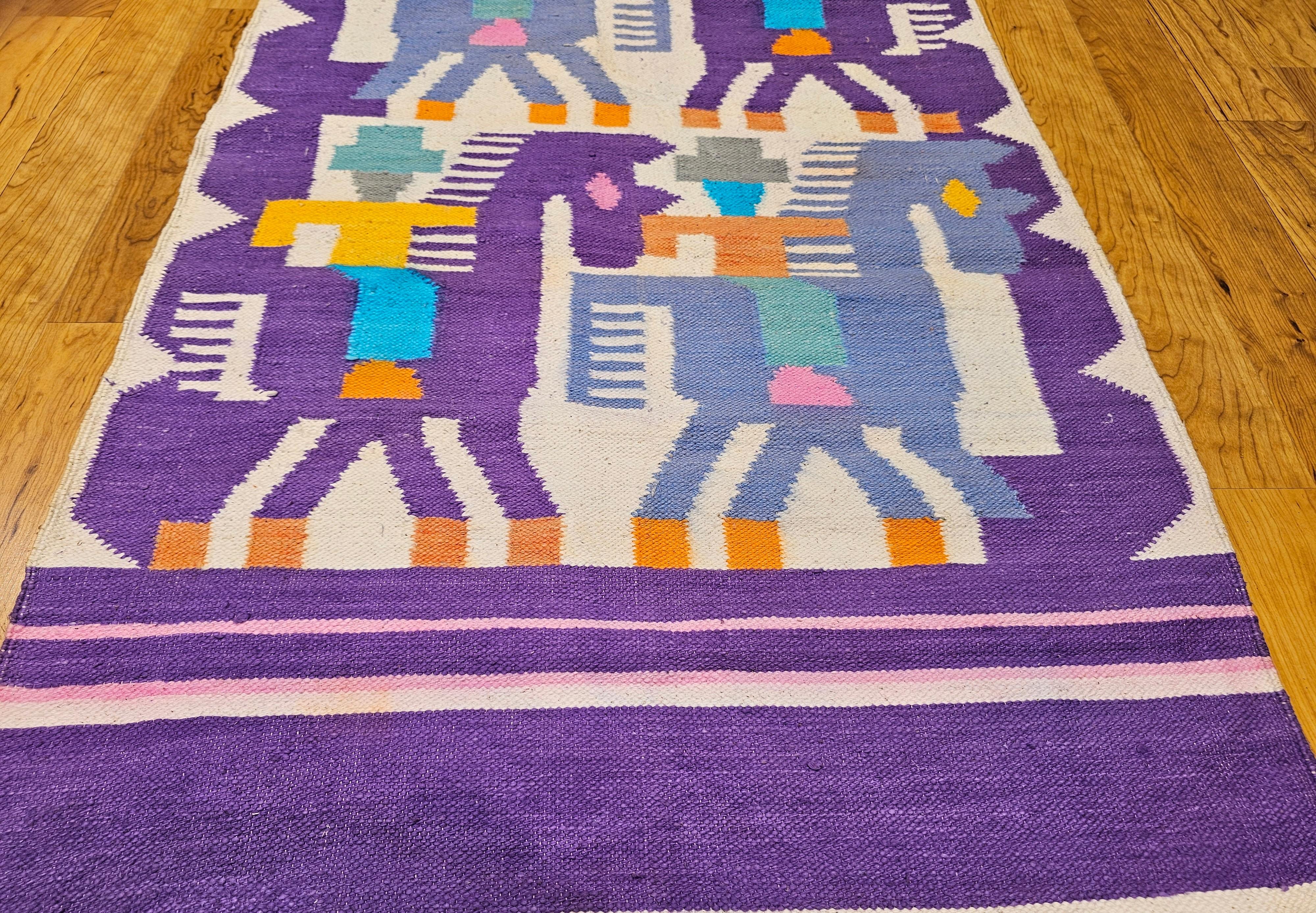 Hand-Woven Vintage American Southwestern Pictorial Kilim Area Rug For Sale
