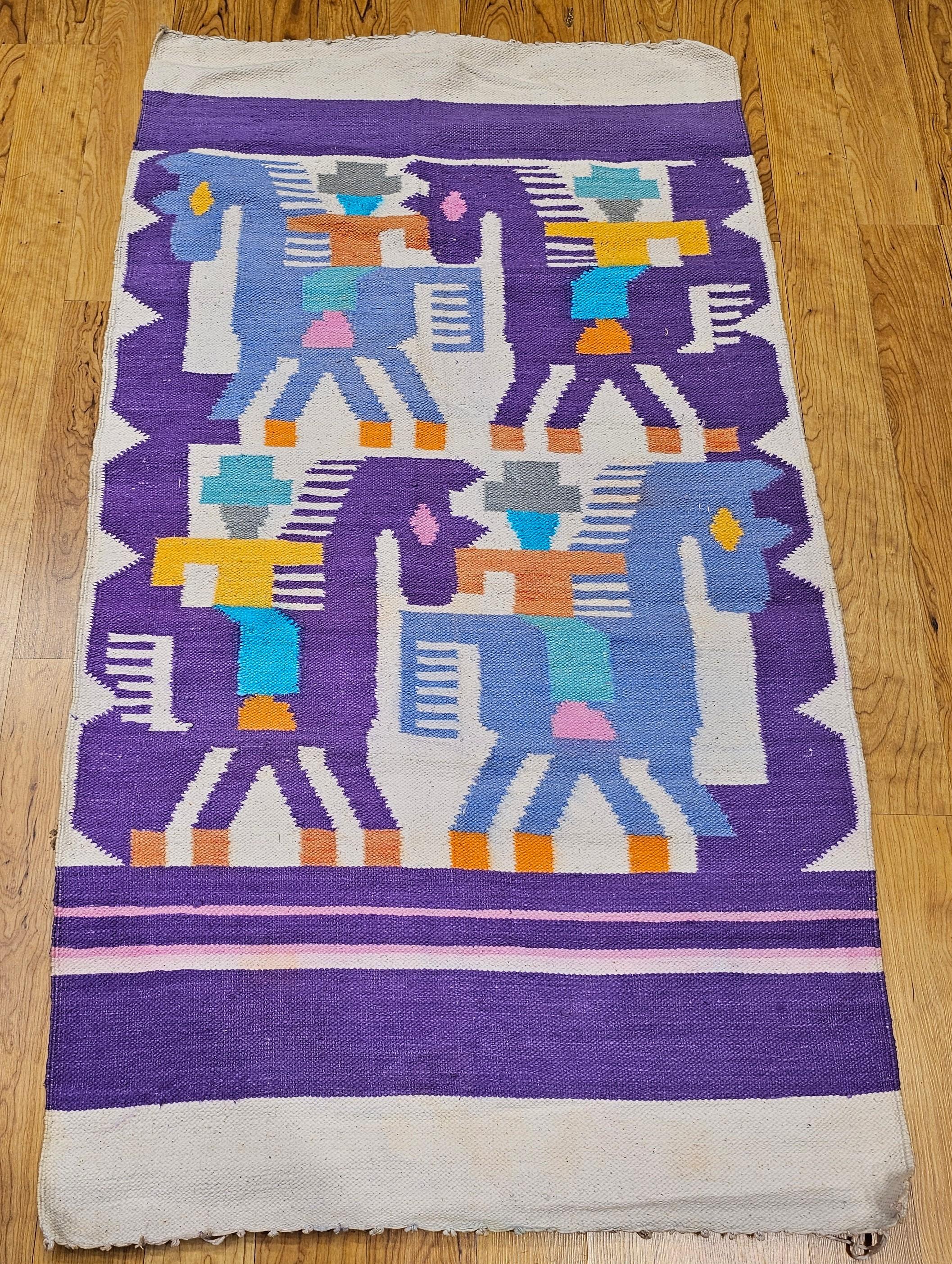 Vintage American Southwestern Pictorial Kilim Area Rug For Sale 2